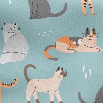 Hand Drawn Elegant House Cat Jersey Backed Fleece