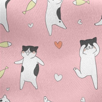 Happy Cat Dancing Jersey Backed Fleece