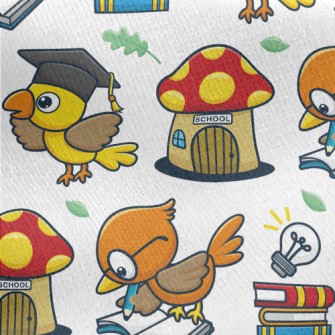 Smart Bird Goes To School Jersey Backed Fleece
