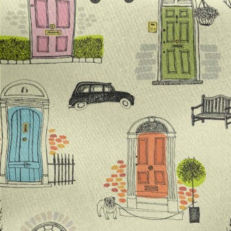 Hand Painted Colorful Door Jersey Backed Fleece