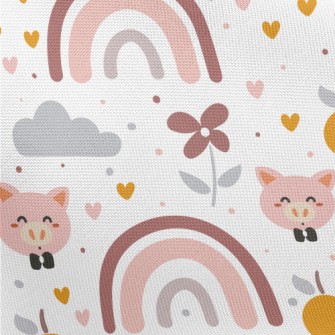 Cartoon Happy Pig Pongee