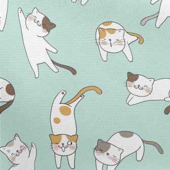 Hand Drawn Lively Cat Pongee