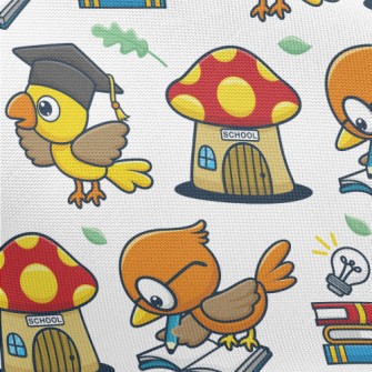 Smart Bird Goes To School Pongee