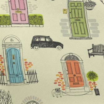 Hand Painted Colorful Door Pongee