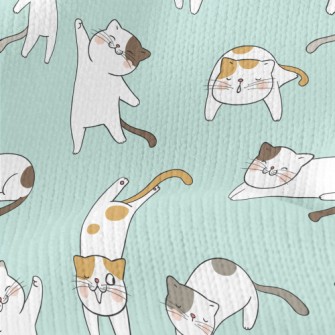 Hand Drawn Lively Cat Stretch Jersey