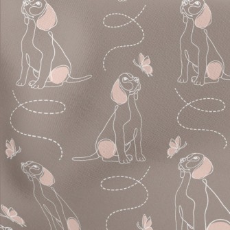 Beagle Watching Butterflies Lightweight Cotton Poplin