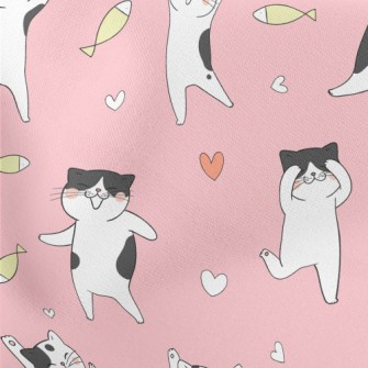 Happy Cat Dancing Lightweight Cotton Poplin