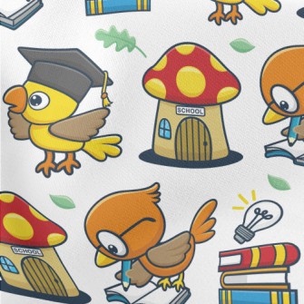 Smart Bird Goes To School Lightweight Cotton Poplin