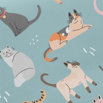 Hand Drawn Elegant House Cat Midweight Cotton Poplin