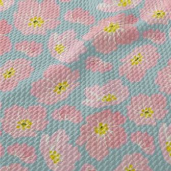 Watercolor Pink Flowers Birdseye Piqué