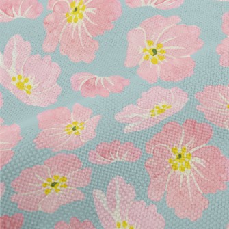 Watercolor Pink Flowers Performance Linen