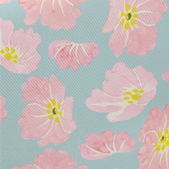 Watercolor Pink Flowers Twill