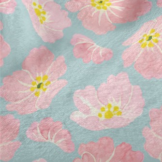 Watercolor Pink Flowers Minky