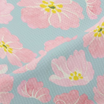 Watercolor Pink Flowers Piqué