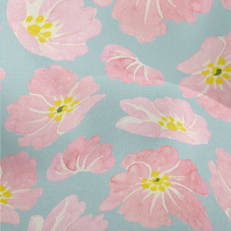 Watercolor Pink Flowers Lightweight Performance Linen