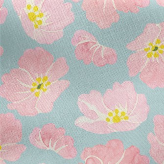 Watercolor Pink Flowers Jersey Backed Fleece