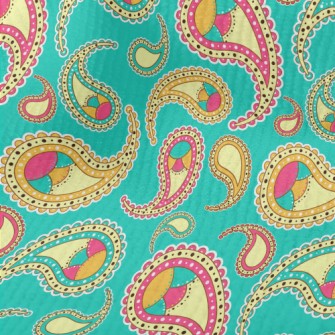 Colorful Paisley Flowers Terry