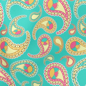Colorful Paisley Flowers Stretch Ponte