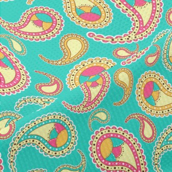 Colorful Paisley Flowers Piqué