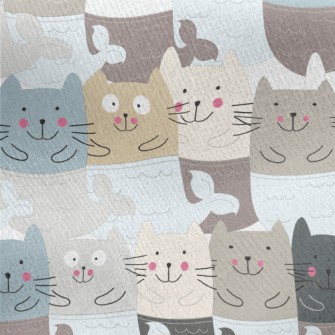 Clumsy And Silly Mermaid Cat Jersey Backed Fleece