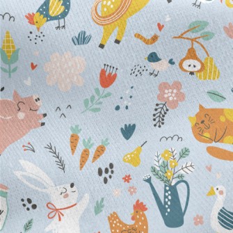 Happy Jumping Animals Jersey Backed Fleece