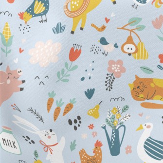 Happy Jumping Animals Lightweight Cotton Poplin