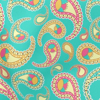 Colorful Paisley Flowers Lightweight Cotton Poplin