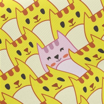There Is A Pink Cat Among Yell Midweight Cotton Poplin