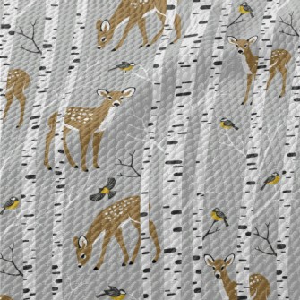 Realistic Forest Sika Deer Birdseye Piqué