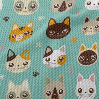 Cute And Charming Cat Birdseye Piqué