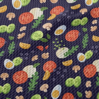 Hand Drawn Fresh Vegetables Birdseye Piqué