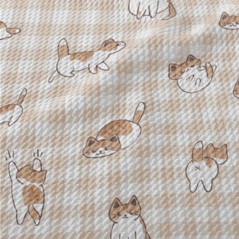 Cute And Lively Cat Birdseye Piqué