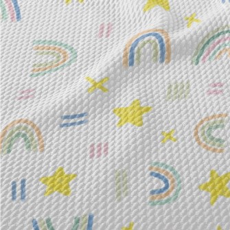 Graffiti Rainbow Stars Birdseye Piqué