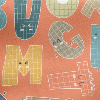 Cute And Playful English Lette Jersey Backed Fleece