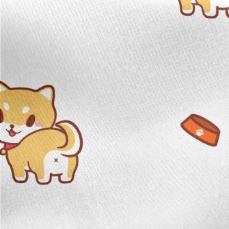 Cute And Playful Shiba Inu Jersey Backed Fleece