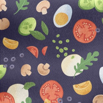 Hand Drawn Fresh Vegetables Jersey Backed Fleece