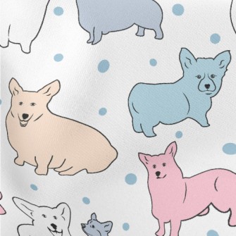 Colorful Simple Corgi Lightweight Cotton Poplin