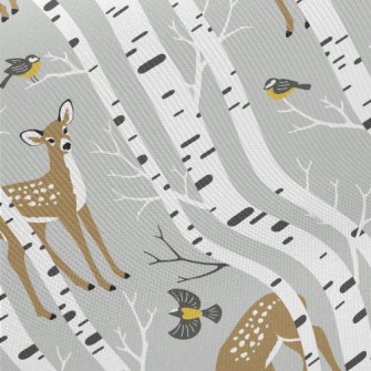 Realistic Forest Sika Deer Midweight Cotton Poplin
