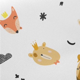 Cute Animal Heads Midweight Cotton Poplin
