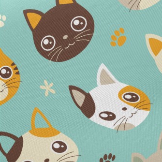 Cute And Charming Cat Midweight Cotton Poplin