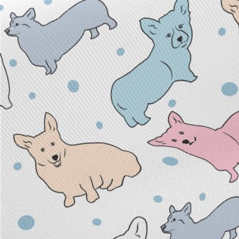 Colorful Simple Corgi Midweight Cotton Poplin