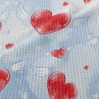 Watercolor Love Heart Wings Birdseye Piqué