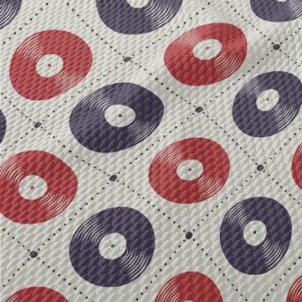 Retro Vinyl Records Birdseye Piqué