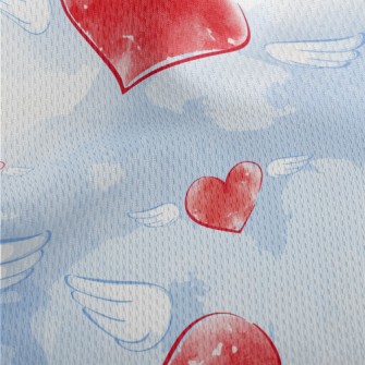 Watercolor Love Heart Wings Athletic Mesh Flat Back