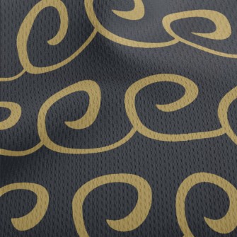 Curly Wavy Swirl Pattern Athletic Mesh Flat Back