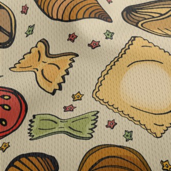 Variety Of Italian Pasta Athletic Mesh Flat Back