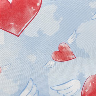 Watercolor Love Heart Wings Twill
