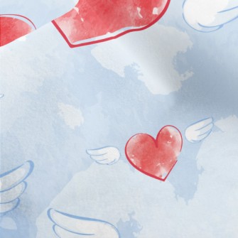 Watercolor Love Heart Wings Micro Fleece