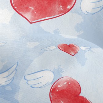 Watercolor Love Heart Wings Lightweight Performance Linen