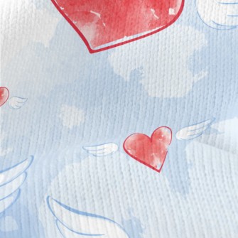 Watercolor Love Heart Wings Stretch Jersey